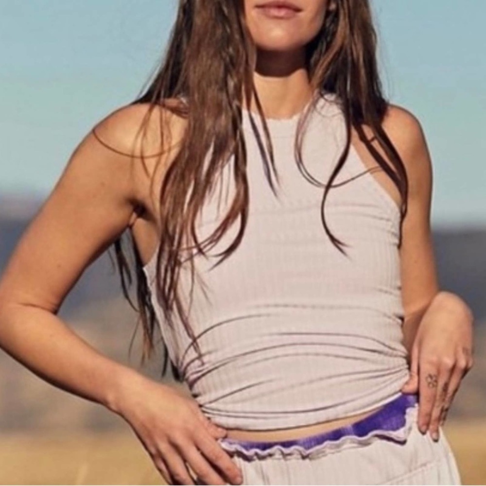 Free People Lavender Ribbed Tank Top